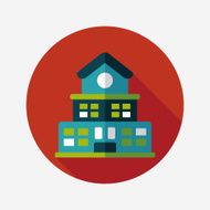 Building school flat icon with long shadow eps10 N79