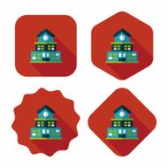Building school flat icon with long shadow eps10 N80