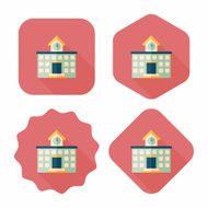 Building school flat icon with long shadow eps10 N86