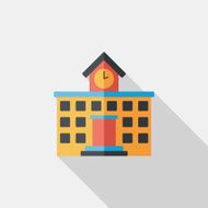 Building school flat icon with long shadow eps10 N87