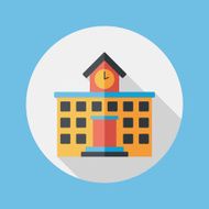 Building school flat icon with long shadow eps10 N88