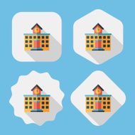 Building school flat icon with long shadow eps10 N89