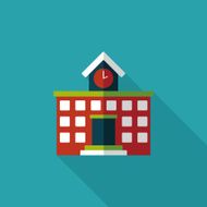 Building school flat icon with long shadow eps10 N90