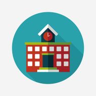 Building school flat icon with long shadow eps10 N91
