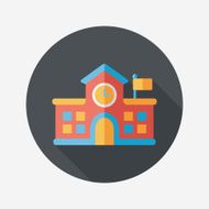 Building school flat icon with long shadow eps10 N98