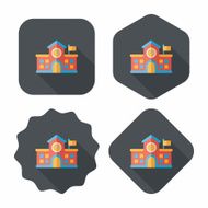 Building school flat icon with long shadow eps10 N99