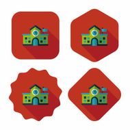 Building school flat icon with long shadow eps10 N101