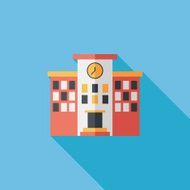 Building school flat icon with long shadow eps10 N102