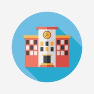 Building school flat icon with long shadow eps10 N103
