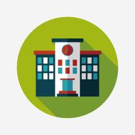 Building school flat icon with long shadow eps10 N106