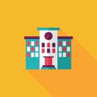 Building school flat icon with long shadow eps10 N108
