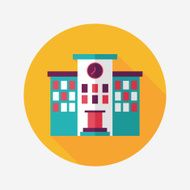Building school flat icon with long shadow eps10 N109
