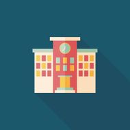 Building school flat icon with long shadow eps10 N111