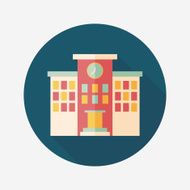 Building school flat icon with long shadow eps10 N112