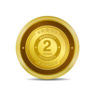 2 Years Warranty Golden Vector Icon Button N2