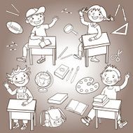 School children and objects activities