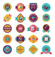School badge banner design flat background set eps10 N16