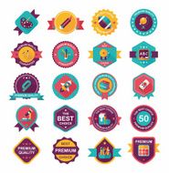 School badge banner design flat background set eps10 N21
