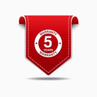 5 Years Warranty Red Vector Icon Design N3