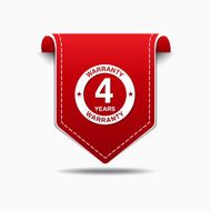 4 Years Warranty Red Vector Icon Design N3
