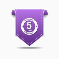 5 Years Warranty Purple Vector Icon Design