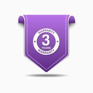 3 Years Warranty Purple Vector Icon Design