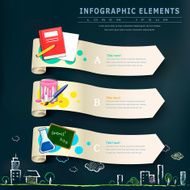education infographic design elements with banners