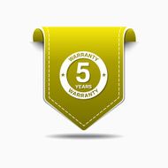 5 Years Warranty Yellow Vector Icon Design N3