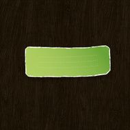 Green torn label on wooden texture Vector illustration EPS10