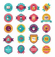 School badge banner design flat background set eps10 N79