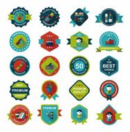 School badge banner design flat background set eps10 N100