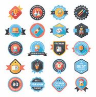 School badge banner design flat background set eps10 N110