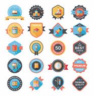 School badge banner design flat background set eps10 N112