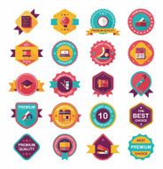 School badge banner design flat background set eps10 N126