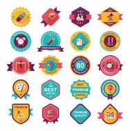 School badge banner design flat background set eps10 N127