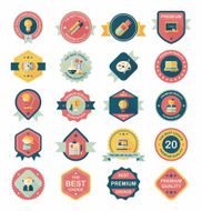 School badge banner design flat background set eps10 N139