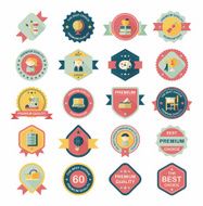 School badge banner design flat background set eps10 N144
