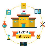 Back to school background with study theme icons N2