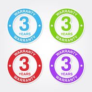 3 Years Warranty Colorful Vector Icon Design