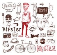 Hipster doodle set hand drawn illustration N11