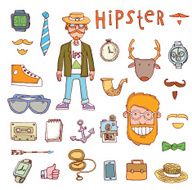 Hipster doodle set hand drawn illustration N15