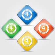 4 Years Warranty Colorful Vector Icon Design N2