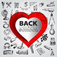 Back to school background with papercut red apple