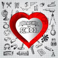 Back to school background with papercut red apple N2