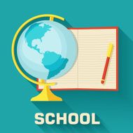 school concept globe with notepad icon set background