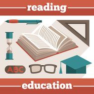 Education reading icons set