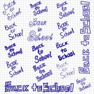 Back to school sketchy notebook doodles design elements on lined