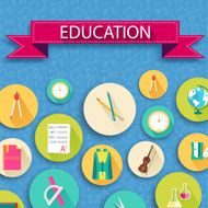 back to school abstract background of flat icons notebook concept N3