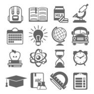 Education icons black and white