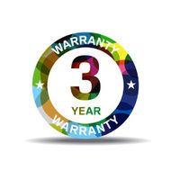 3 Years Warranty Colorful Vector Icon Design N8